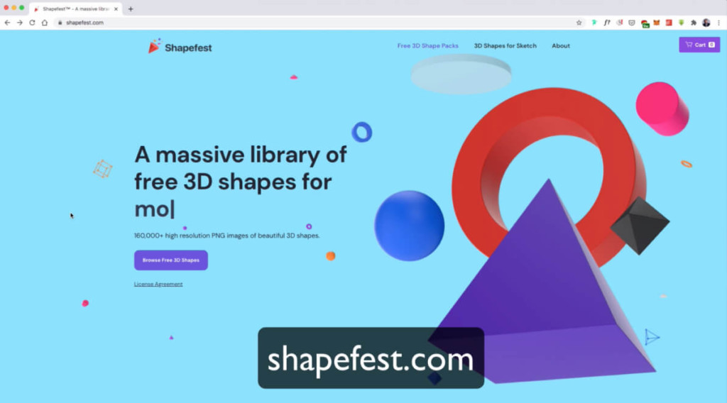 Сайт с 3D фигурами для дизайна сайта в Figma